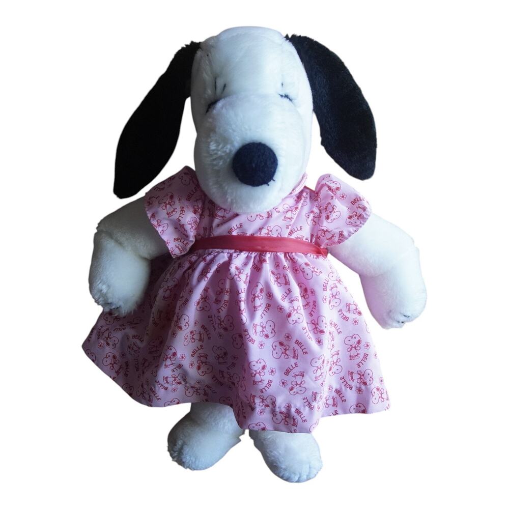 Vintage Peanuts Belle Plush Pink Dress Snoopy Sister 16” Korea Determined Prod